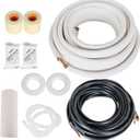 50 FT Air Conditioning Copper Hose Hose Extension, 1/4 and 1/2 Inch Thickened Insulation Cotton with Nuts and Other Accessories Fit for Mini Split Air Conditioner