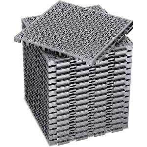 16 PCS Modular Interlocking Cushion Interlocking Floor Tiles with Hole Drainage Tiles Mat 10" x 10" Non Slip Pool Deck Mat Outdoor for Drain Deck Pool Patio Shower Kitchen Balcony(Grey)