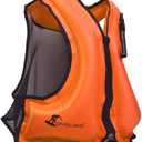 OMOUBOI Inflatable Snorkel Vest Kayak Swim Vest for Adults Snorkel Vests Inflatable Buoyancy Jacket Portable Diving Jackets Swimming Vests for Snorkeling Water Sports Beginner Adults-Only (96-220 lbs) (bright orange)