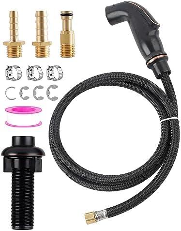 Hygie Rinse Universal Fit Sink Spray Attachment with Hose Set, Kitchen Side Sprayer Head with Adapters Compatible with Moen/Delta Faucet Sprayer Replacement, Braided Hose, Oil Rubbed Bronze
