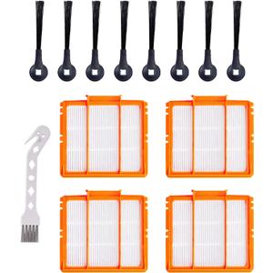 Vacuum Cleaner Replacement Parts Accessories Kit Compatible with Shark AI AV2501S AV2501AE RV2502AE RV2520AOUS AV2510AOUS (4 HEPA Filters, 8 Side Brushes, 1 Cleaning Brush)
