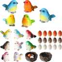 Jetec 30 Pieces Garden Accessories Bird Decorative Figurines Miniature Bird Figurines for Garden, Dollhouse Miniature, Cake Topper, Micro Landscape, Yard Bonsai Decal, Home Decoration