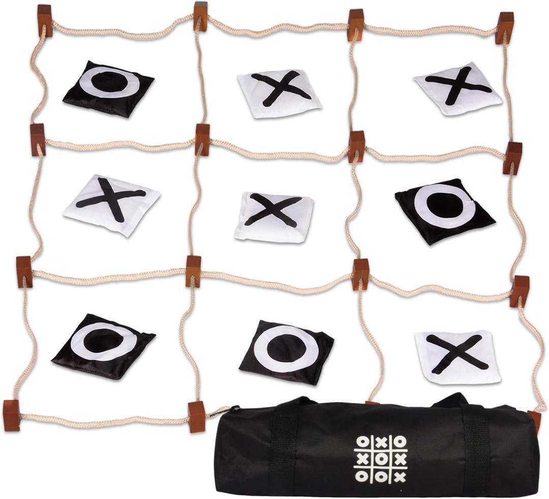 Giant Tic Tac Toe Outdoor Games, Bean Bag Toss for Kids and Adults, 4Ft x 4Ft, Large Backyard Family Game, No Assembly, Indoor Outdoor Play, Portable Giant Lawn Games, Instant Setup
