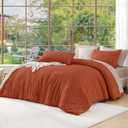 Andency Full Size Comforter Sets Burnt Orange, Boho Lightweight Full Bed Set, Terracotta Fluffy Bedding Set & Collections, 3 Pieces Rust Tufted Design (79x90Inches, 1 Comforter and 2 Pillow Shams)