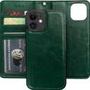 Bocasal Compatible with iPhone 12 & iPhone 12 Pro Wallet Case with Card Holder PU Leather Magnetic Detachable Kickstand Shockproof Wrist Strap Removable Flip Cover 6.1 inch (Green)