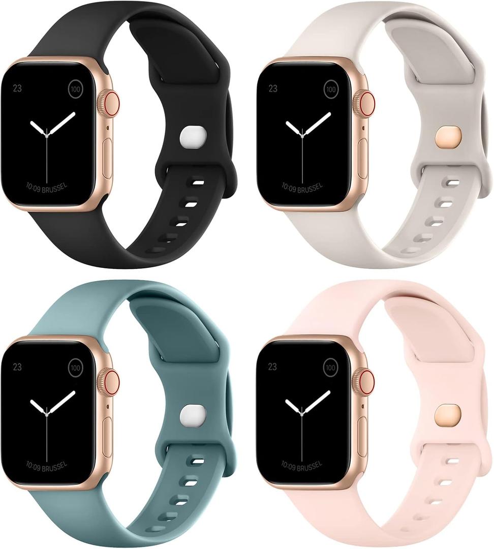 [5 PACK] STG Sport Watch Band Compatible with Apple Watch Band 38mm 40mm 41mm  Soft Silicone Replacement Sport Strap Compatible for iWatch Ultra SE Series 8/7/6/5/4/3/2/1,Set of 2