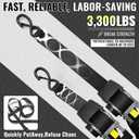 KJE Retractable Ratchet Straps, (2) 2" x 10' Automatic Tie Down Strap Sets + (2) Soft Loops - Heavy Duty 3,300lb Max Break Strength, S-Hook with Clip, Self Retracting Strap for Motorcycle, Kayak, ATVs