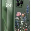 GVIEWIN for iPhone 15 Pro Case Compatible with MagSafe, [Military Grade Protection] [Screen Protector] Full Camera Protection Floral Translucent Women Magnetic Phone Case, Lush Garden/Forest Green
