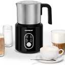 MOOSUM Detachable Milk Frother, Food Grade Stainless Steel 17oz Electric Milk Steamer, Easy Clean with Dishwasher Safe, Automatic Hot/Cold Foam Maker, Hot Chocolate Maker, 120V, Black