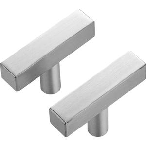 Ravinte 3 Pack Brushed Nickel T Bar Cabinet Knobs 2 Inch Square Drawer Knobs Silver Single Hole Kitchen Cabinet Pulls