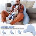 Reading Pillow, Ice Silk Bean Back Support Pillow for Bed Sitting Up, Large Bed Rest Pillow with Arms for Adults,Back Support Pillow for Couch and Chair, Blue