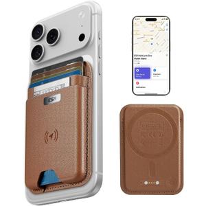 ESR Geo for MagSafe Wallet with Full Find My Functionality, RFID Blocking, 5 Cards Holder for Phone Case, Strong Magnetic Wallet for iPhone 17/16/15/14/13/12 Series, Not for 13/12 Mini, Brown