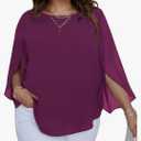 SCOMCHIC Plus Size Blouses for Women Summer Chiffon 3/4 Sleeve Tunic Tops Dressy Scoop Neck Casual Loose Flowy Shirts, 4XL