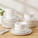 Stoneware Dinnerware Sets for 8, 24Pcs Ceramic Plates and Bowls Sets