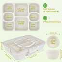 Caperci 2PC Snackle Box Container With 2 Sauce Cup & Handle 8 Compartment, 12.2 inches L x 9.45 inches W x 2.36 inches H