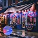 JMEXSUSS Red White and Blue Solar Lights, 8 Tube 144 LEDs Patriotic Solar Meteor Shower Lights Waterproof for Independence Day, Gardens, Tree, Outdoor 4th of July Decorations