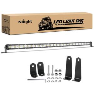 Nilight Single Row LED Light Bar Ultra-Slim Spot Flood Combo Pod 25 Inch 72W Fog Light Driving Work Roof Bumper Lighting for Offroad 4x4 Trucks Pickup SUV ATV UTV