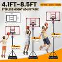 32 Inch Portable Basketball Hoop, Adjustable 4.18.5FT Height, Outdoor Basketball Goal with Fillable Base & Weight Bag for Kids Teens Backyard
