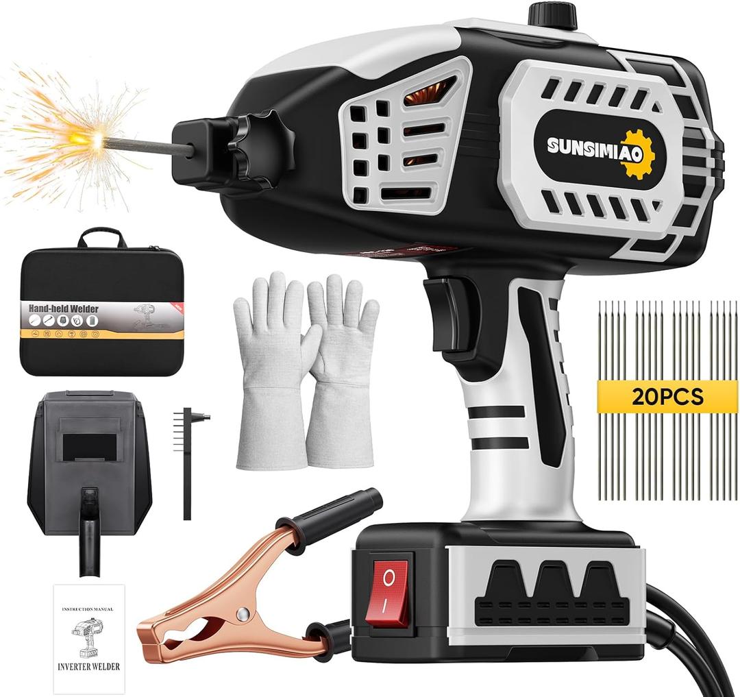 Portable Welding Machine 110V Handheld: Portable Hand Held Welder Machine with 20PCS Rods & IGBT Inverter 5 Variable Current Adjustment - SUNSIMIAO Electric ARC Welder Gun Fits for 3/32" Wire Rods