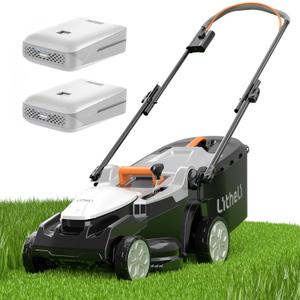 Litheli 16 Inch Lawn Mower 2x20V Electric Coreless Lawn Mower Lightweight Push Mower with 6-Position Height Adjustment, 2 x 4.0Ah Battery Include.