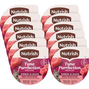 Nutrish Grain Free Wet Cat Food Tuna Purrfection Whole Health Blend with Real Tuna Flakes in a Savory Sauce, 2.8 oz. Cup, Pack of 12 (Rachael Ray)
BB: Augus 8, 2026