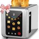 WHALL Touch Screen Toaster 2 Slice, 1.5'' Extra Wide Slot Smart Toaster with Digital Timer, 6 Bread Types & 6 Shade Settings, Crumb Tray, Reheat/Defrost, Stainless Steel Bread Toasters, Silver