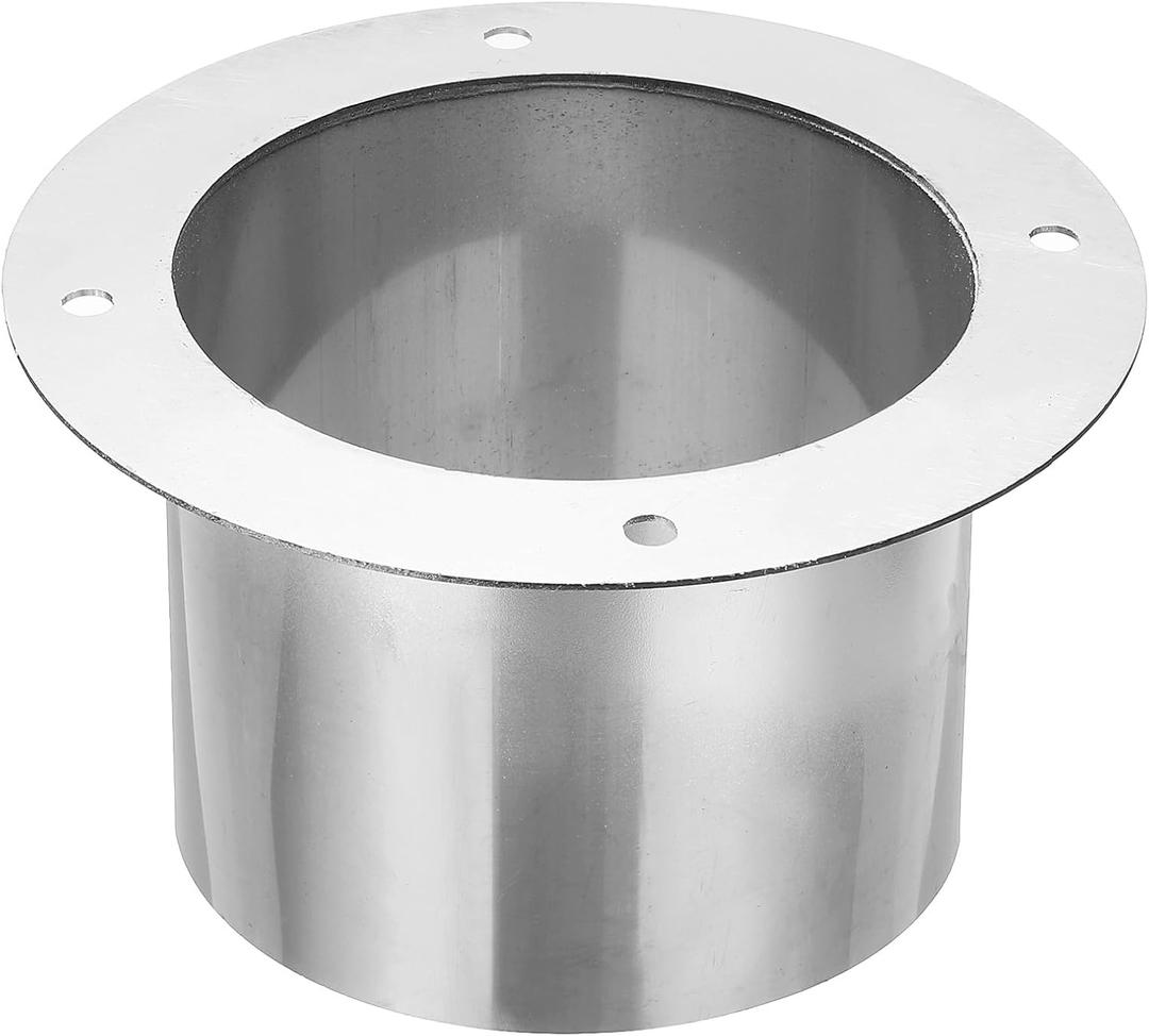 PATIKIL 5" Duct Connector Flange, Straight Pipe Exhaust Flange Stainless Steel Pipe Hose Duct Collar for Heating Cooling Ventilation HVAC System