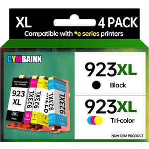 4Pack 923XL Ink Cartridge Combo Pac High-Yield - 1000 Black/800 Color Pages | with Chip | Compatible with Home, Office, School Printers | Replacement for OfficeJet 9110 9110b (923XL-4PACK)