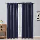 OVZME Navy Blue Blackout Curtains 84 Inches Long 2 Panels Set, Solid Thermal Insulated Soft Blackout Curtains for Bedroom, Dual Rod Pocket Window Treatments Drapes for Living Room, 2x50Wx84L Inches