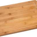 Lipper International Bamboo Wood Kitchen Cutting and Serving Board with Non-Slip Cork Backing, Medium, 13-3/4" x 9-3/4" x 5/8"
