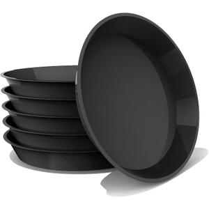 6 Pack Plant Saucer Plastic Plant Tray, Sturdy and Durable Flower Pot Container Accessories Plant Pot Saucers for Indoor and Outdoor (6 Inch, Black)