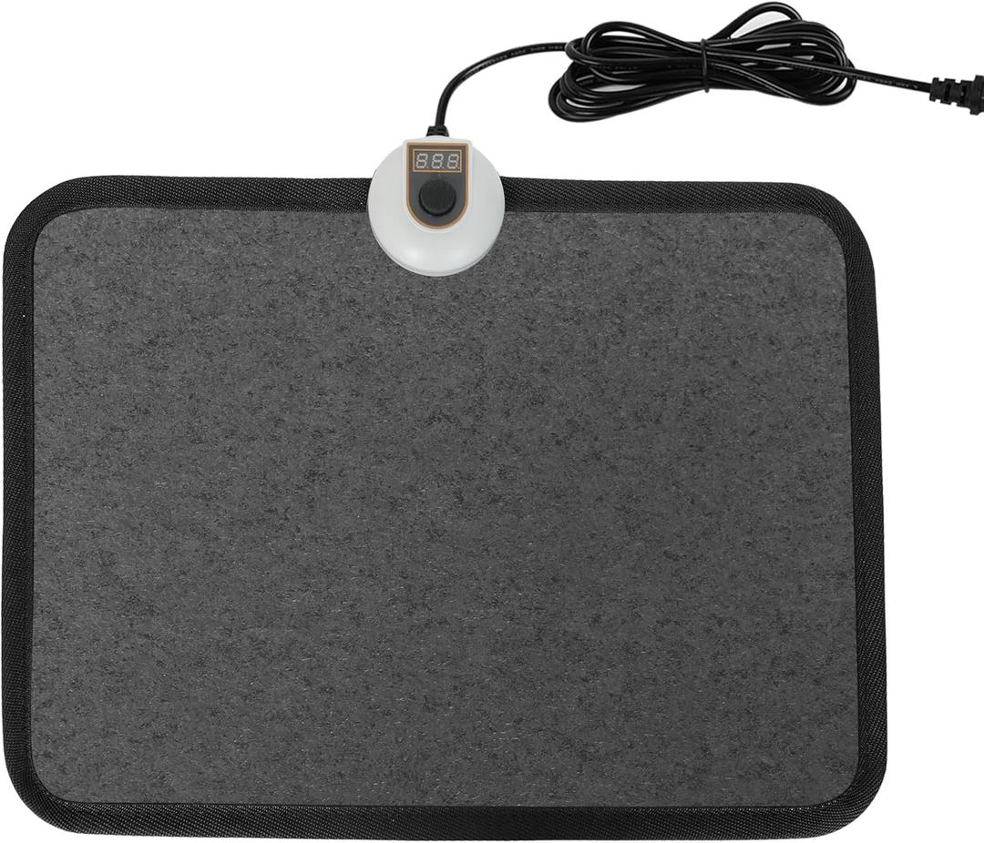 Heated Floor Mat Under Desk for Foot Warmer - 7 Temp Settings & 55w Heating Pad - Heated Feet Rest for Home Office Desk,Energy Saving Feet Warmers for Home/Work/Office - Black