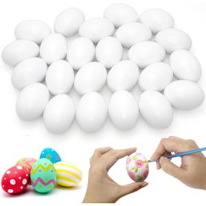 15 Pcs White Wooden Eggs to Paint Fake Easter Eggs for DIY Crafts, Hunts, Basket Stuffers