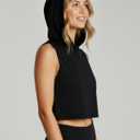 Real Essentials 3 Pack: Women's Dry-Fit Sleeveless Cropped Tank Top Hoodie - Athletic Crop Sweatshirt (XXL)