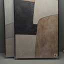 Framed Beige Black Abstract Wall Art for Living Room, Set of 2 Minimalist Geometric Neutral Artwork for Walls, Large Contemporary Painting Print for Bedroom Hallway Home Office Wall Decor, 24x36 Inch