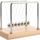 CERROPI Large Newtons Cradle Pendulum with 7 Balls, Physics Perpetual Motion Desk Toys for Office, Calm Down Fidgets, 50+ Sec Swingtime (Beech Base)