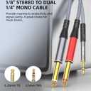 Tisino 1/8" to 1/4" Stereo Y-Splitter Cable-6.6ft, 3.5mm TRS to Dual 1/4" 6.35mm TS Mono Audio Breakout Cord for Phone, CD & MP3 Players, Speakers & Amps