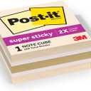 Post-it Super Sticky Notes, 1 Cube Note Sticky Notes Pad, 3 x 3 in., School Supplies and Oﬃce Supplies, 2X the Sticking Power, Neutrality Collection