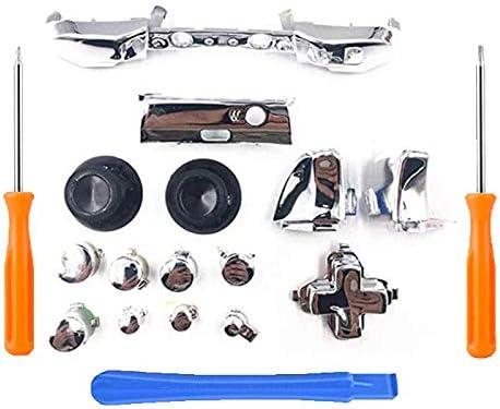 FeiYen Xbox One Controller Accessory: Chrome Silver Dpad Triggers Buttons ABXY LT RB LB with Thumbstick Replacement (Silver)