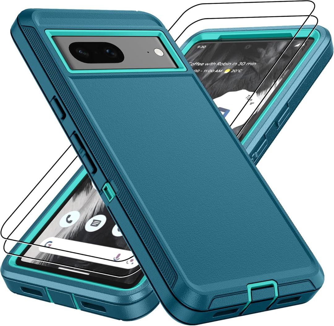 Pilaru for Google Pixel 7 Case,Pixel 7 Case with 2Pcs HD Screen Protector, Military Grade 3 in 1 Shockproof/Dustproof/Drop Proof Military Grade Protective Cover for Pixel 7-Green