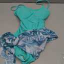 Tomolant Girls Swimsuit Halter Neck One Piece Bathing Suit with Tropical Printed Cover Up Skirt Girls' Swimwear Set 11-12Y