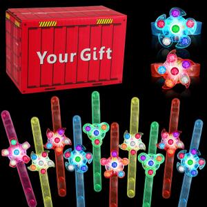 BSTDECOR Glow in The Dark Party Favors for Kids-14 Pack LED Light Up Fidget Spinner Bracelets, Birthday Gifts Treasure Box Toys Classroom Prizes Goodie Bags Stuffers Easter Basket Stuffers