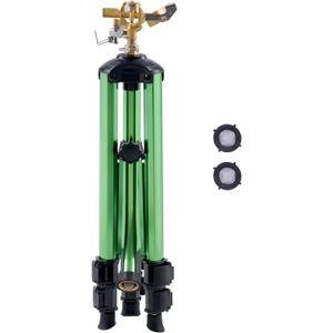 Happybuy Impact Sprinkler on Tripod Base, Heavy Duty with Brass Head & 3/4" Connector, 360 Degree Coverage for Yard Green
