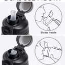 TakeToday Collapsible Water Bottles 21oz (600mL), Foldable Platinum Silicone Travel Water Bottle with Straw & Carry Strap, Leak-Resistant Screw Lid, Wide Mouth, BPA-Free for Hiking, Camping, Travel