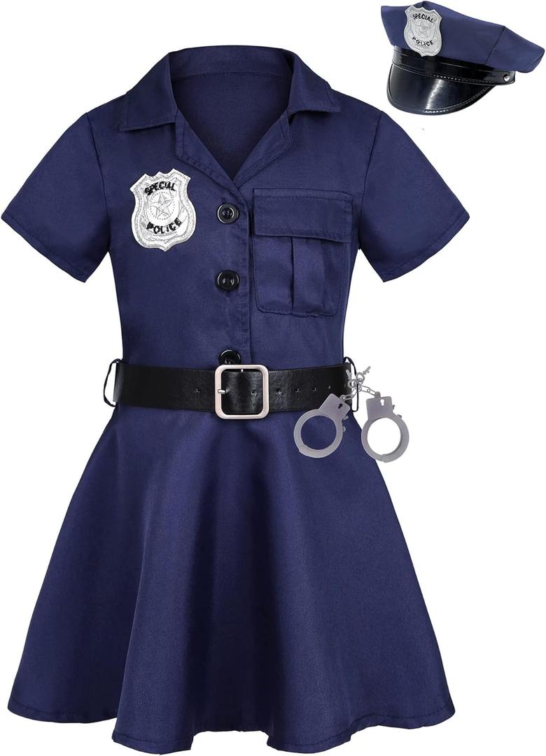 Girls Police Officer Costume Halloween Cosplay Costume (5-6 Years)