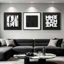 HISPACE 3D Textured Framed Wall Art for Living Room, Set of 3 Black and White Abstract Artwork with Solid Wood Frame, Minimalist Geometric Pictures for Hallway Office Home Decor,19.69 X19.69 INCH, 20L*20W IN