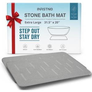 Extra Large Stone Bath Mat for Bathroom, Diatomite Bathmat, 2 Pack, 31.5" x 20"