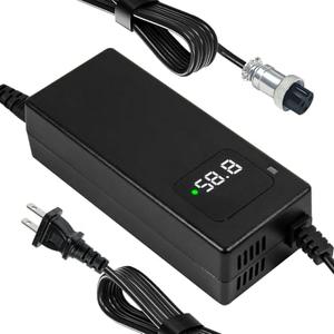 YZPOWER 58.8V 2A Lithium Battery Charger for 52V 14S Li-ion Batteries 3 Prong GX16-3 12mm Connector,Power Chager Adapter with Display and Built-in Fan