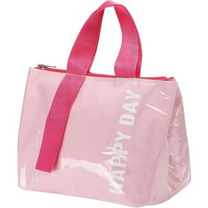 PATIKIL Insulated Lunch Bag, PU Waterproof Lunch Tote Bag Thermal Portable Lunch Box Food Container for Work Office Picnic Outdoor, Pink Fuchsia