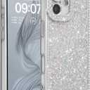 FABSPARK Case for iPhone 17,Glitter Crystal Diamond Rhinestones Sequin Shiny Bling Sparkly Glossy Luxury Electroplated Case,Aesthetic Cute Full Protection for iPhone 17,Silver